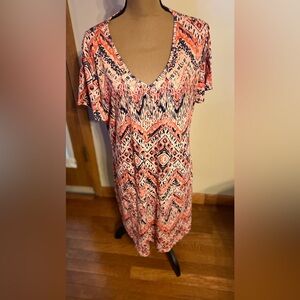 OFEEFAN CASUAL DRESS, SIZE XL, VERY PRETTY COLORS OF PEACH